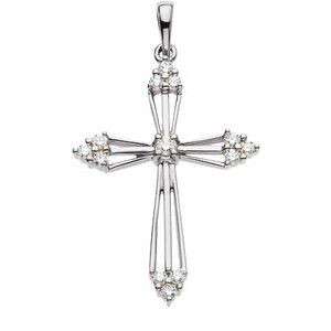 Ladies Natural Diamond Cross Pendant (Si1, G-H) — 14K White Gold