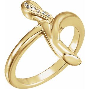 Ladies Natural Diamond Cross Ring (SI1, G-H) — 14K Yellow Gold