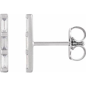 Ladies Natural Diamond Bar Earrings (Si2-Si3, Ghi) — Sterling Silver