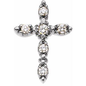 Ladies Natural Diamond Cross Pendant — 14K White Gold