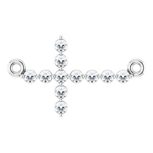 Ladies Natural Diamond Sideways Cross Necklace Center (Si2-Si3, G-H) — Platinum
