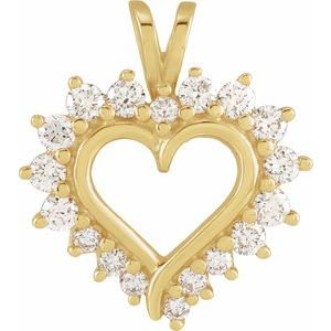 Ladies Natural Diamond Heart Pendant (I1, G-H) — 14K Yellow Gold