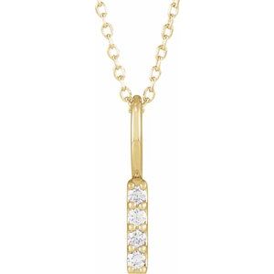 Ladies Natural Diamond Vertical Bar Necklace (I1, G-H) — 14K Yellow Gold
