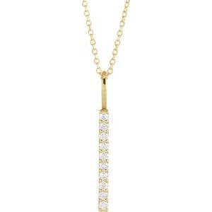 Ladies Natural Diamond Vertical Bar Necklace (I1, G-H) — 14K Yellow Gold
