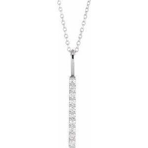 Ladies Natural Diamond Vertical Bar Necklace (I1, G-H) — Sterling Silver