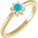 Ladies Natural Turquoise Natural Diamond Halo-Style Ring (I1, G-H) — 14K Yellow Gold