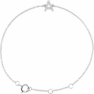 Ladies Natural Diamond Initial A Bracelet (I1, H+) — 14K White Gold