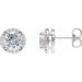 Ladies Natural Diamond Halo-Style Earrings — Sterling Silver