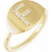 Ladies Natural Diamond Initial F Signet Ring (I1, H+) — 14K Yellow Gold