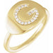 Ladies Natural Diamond Initial G Signet Ring (I1, H+) — 14K Yellow Gold