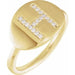 Ladies Natural Diamond Initial H Signet Ring (I1, H+) — 14K Yellow Gold