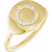 Ladies Natural Diamond Initial O Signet Ring (I1, H+) — 14K Yellow Gold