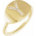 Ladies Natural Diamond Initial Y Signet Ring (I1, H+) — 14K Yellow Gold