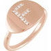 Ladies Natural Diamond Initial F Signet Ring (I1, H+) — 14K Rose Gold