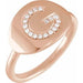 Ladies Natural Diamond Initial G Signet Ring (I1, H+) — 14K Rose Gold