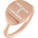 Ladies Natural Diamond Initial H Signet Ring (I1, H+) — 14K Rose Gold