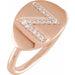 Ladies Natural Diamond Initial N Signet Ring (I1, H+) — 14K Rose Gold