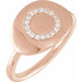 Ladies Natural Diamond Initial O Signet Ring (I1, H+) — 14K Rose Gold