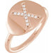 Ladies Natural Diamond Initial X Signet Ring (I1, H+) — 14K Rose Gold
