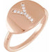 Ladies Natural Diamond Initial Y Signet Ring (I1, H+) — 14K Rose Gold