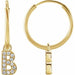 Ladies Natural Diamond Single Initial B Hoop Earring (I1, H+) — 14K Yellow Gold