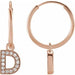 Ladies Natural Diamond Single Initial D Hoop Earring (I1, H+) — 14K Rose Gold