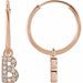 Ladies Natural Diamond Single Initial B Hoop Earring (I1, H+) — 14K Rose Gold