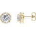 Ladies Natural Diamond Halo-Style Earrings — 14K Yellow Gold