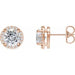 Ladies Natural Diamond Halo-Style Earrings — 14K Rose Gold