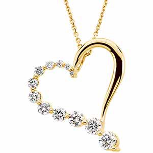 Ladies Natural Diamond Journey Heart Necklace (I1, G-H) — 14K Yellow Gold