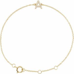 Ladies Natural Diamond Initial A Bracelet (I1, H+) — 14K Yellow Gold