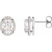 Ladies Natural Diamond Halo-Style Earrings — 14K White Gold