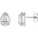 Ladies 4x2.5 mm Pear Natural Diamond Halo-Style Earrings — Platinum