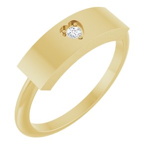 Ladies Natural Diamond Engravable Heart Ring (I1, G-H) — 14K Yellow Gold