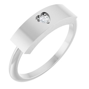 Ladies Natural Diamond Engravable Heart Ring (I1, G-H) — 14K White Gold