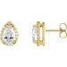Ladies 4x2.5 mm Pear Natural Diamond Halo-Style Earrings — 14K Yellow Gold