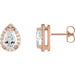 Ladies 4x2.5 mm Pear Natural Diamond Halo-Style Earrings — 14K Rose Gold