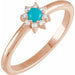 Ladies Natural Turquoise Natural Diamond Halo-Style Ring (I1, G-H) — 14K Rose Gold