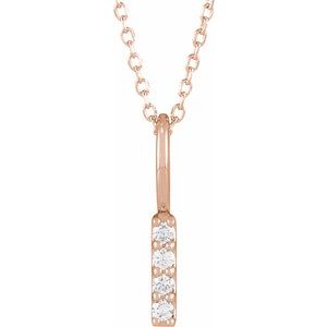 Ladies Natural Diamond Vertical Bar Necklace (I1, G-H) — 14K Rose Gold