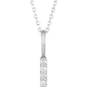 Ladies Natural Diamond Vertical Bar Necklace (I1, G-H) — Sterling Silver