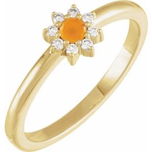 Ladies Natural Citrine Natural Diamond Halo-Style Ring (I1, G-H) — 14K Yellow Gold