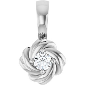 Ladies Natural Diamond Knot Pendant (I1, G-H) — 14K White Gold