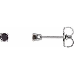 Ladies Natural Black Diamond Earrings (Opaque, Black) — 14K White Gold