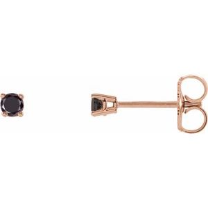 Ladies Natural Black Diamond Earrings (Opaque, Black) — 14K Rose Gold
