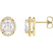 Ladies Natural Diamond Halo-Style Earrings — 14K Yellow Gold