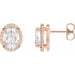 Ladies Natural Diamond Halo-Style Earrings — 14K Rose Gold