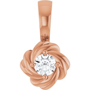 Ladies Natural Diamond Knot Pendant (I1, G-H) — 14K Rose Gold