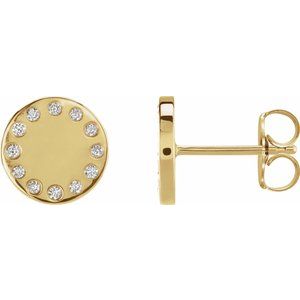 Ladies Natural Diamond Full Moon Phase Earring (I1, G-H) — 14K Yellow Gold