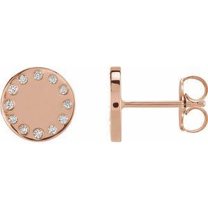 Ladies Natural Diamond Full Moon Phase Earring (I1, G-H) — 14K Rose Gold