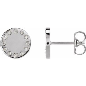 Ladies Natural Diamond Full Moon Phase Earring (I1, G-H) — 14K White Gold